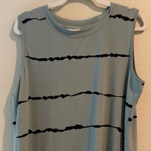 Women’s XL Soft Sage Green / Black Stripes Sleeveless Top